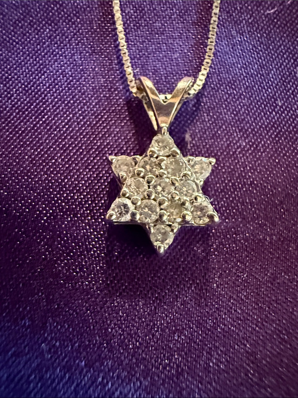 Silver Star of David Pavé Pendant Necklace - Women Jewelry
